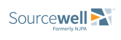 Sourcewell logo with a blue and orange abstract design and the tagline 